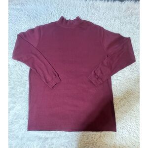 Guide gear mock neck long sleeve burgundy pullover casual tee tshirt L
